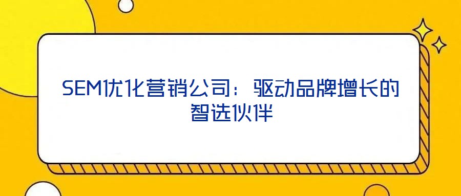 SEM優(yōu)化營銷公司:驅(qū)動品牌增長的智選伙伴